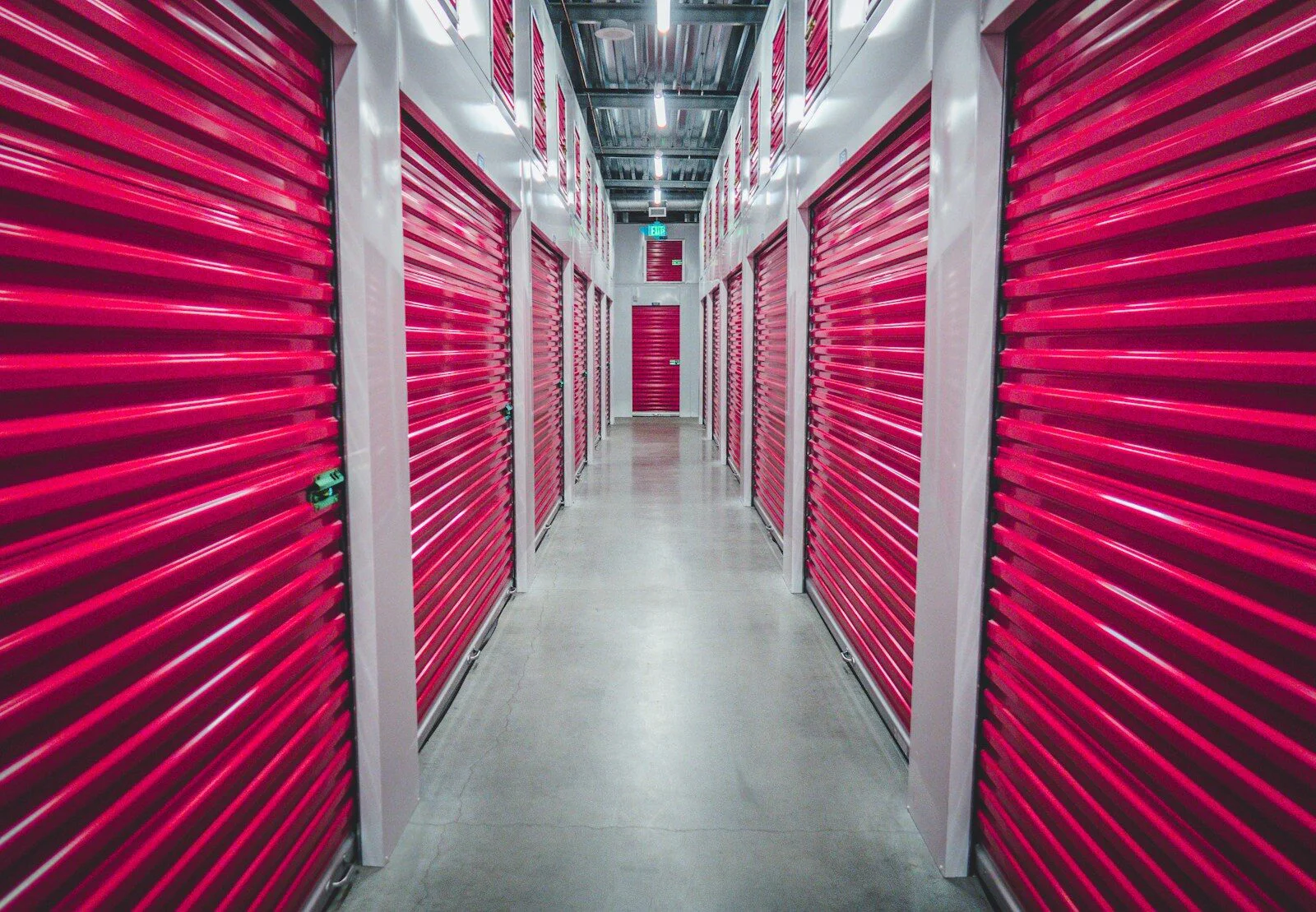 Purple self-storage shutter doors